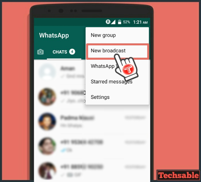 WhatsApp broadcast list