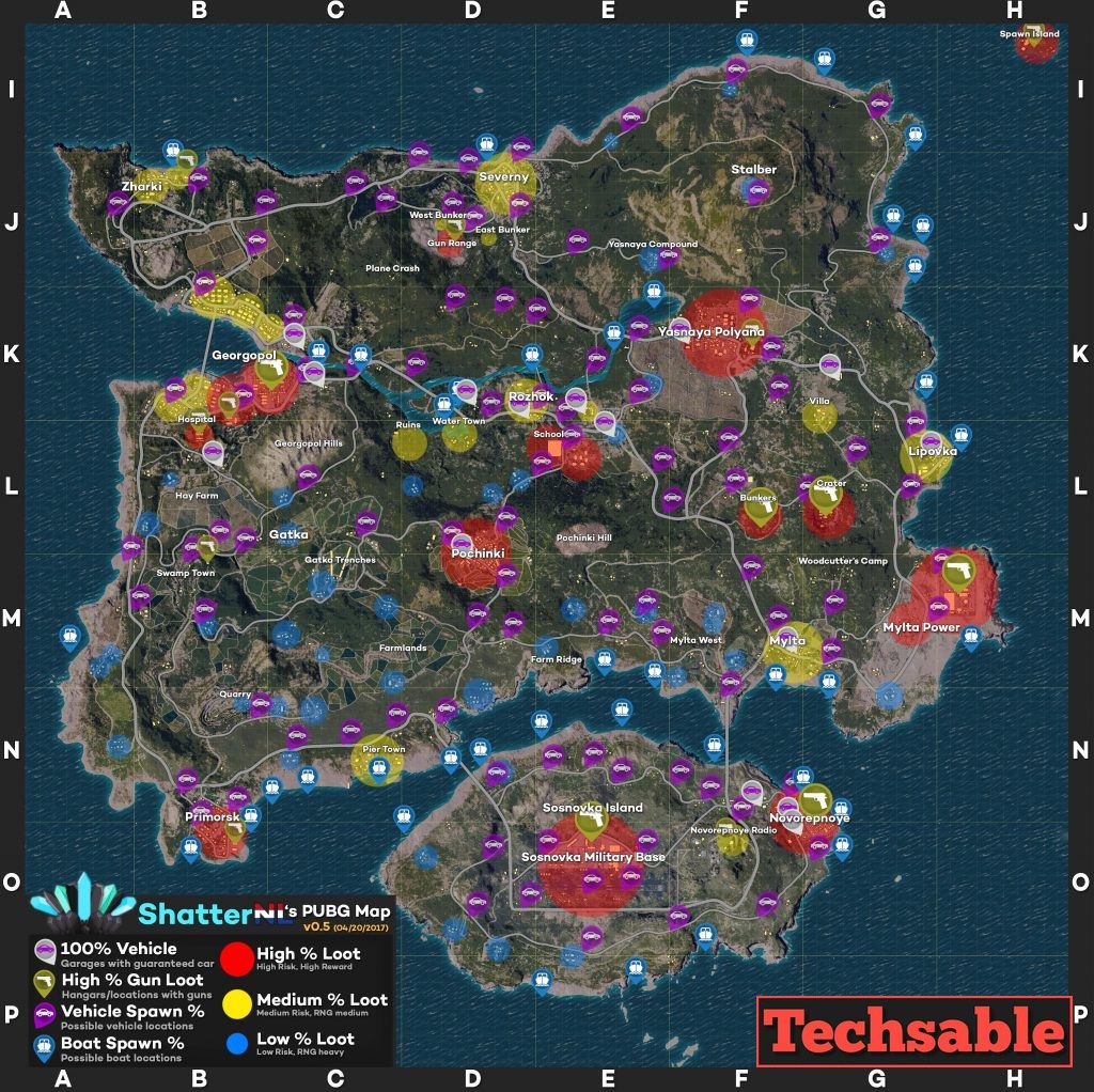 PUBG Mobile Loot Map High Loot And Vehicles Location Techsable