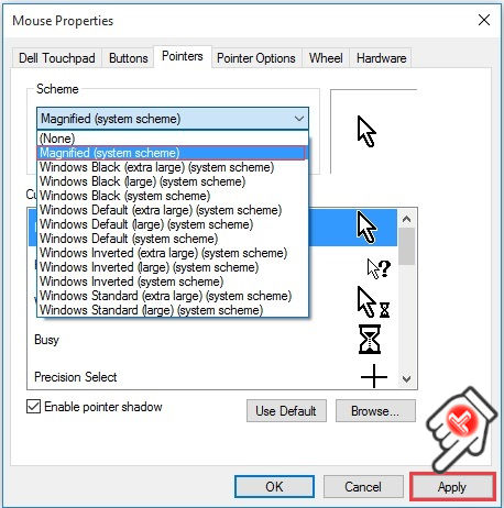 Windows cursor scheme pointer