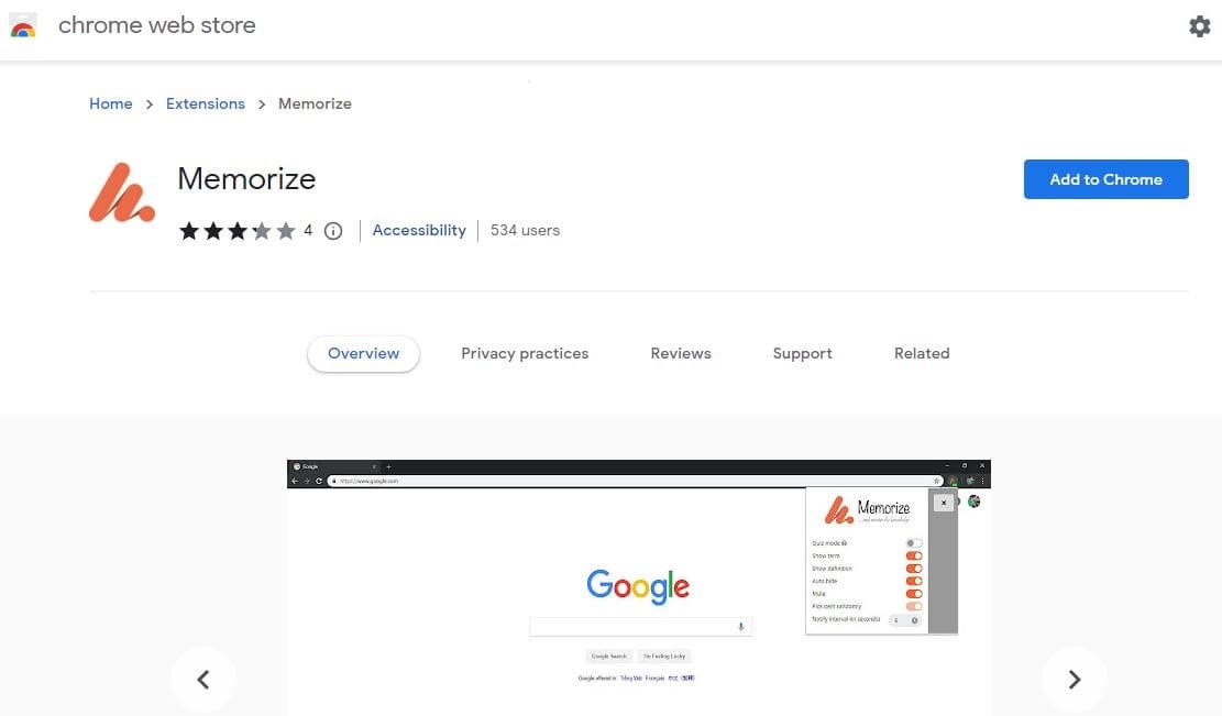 memorize chrome extensions for students